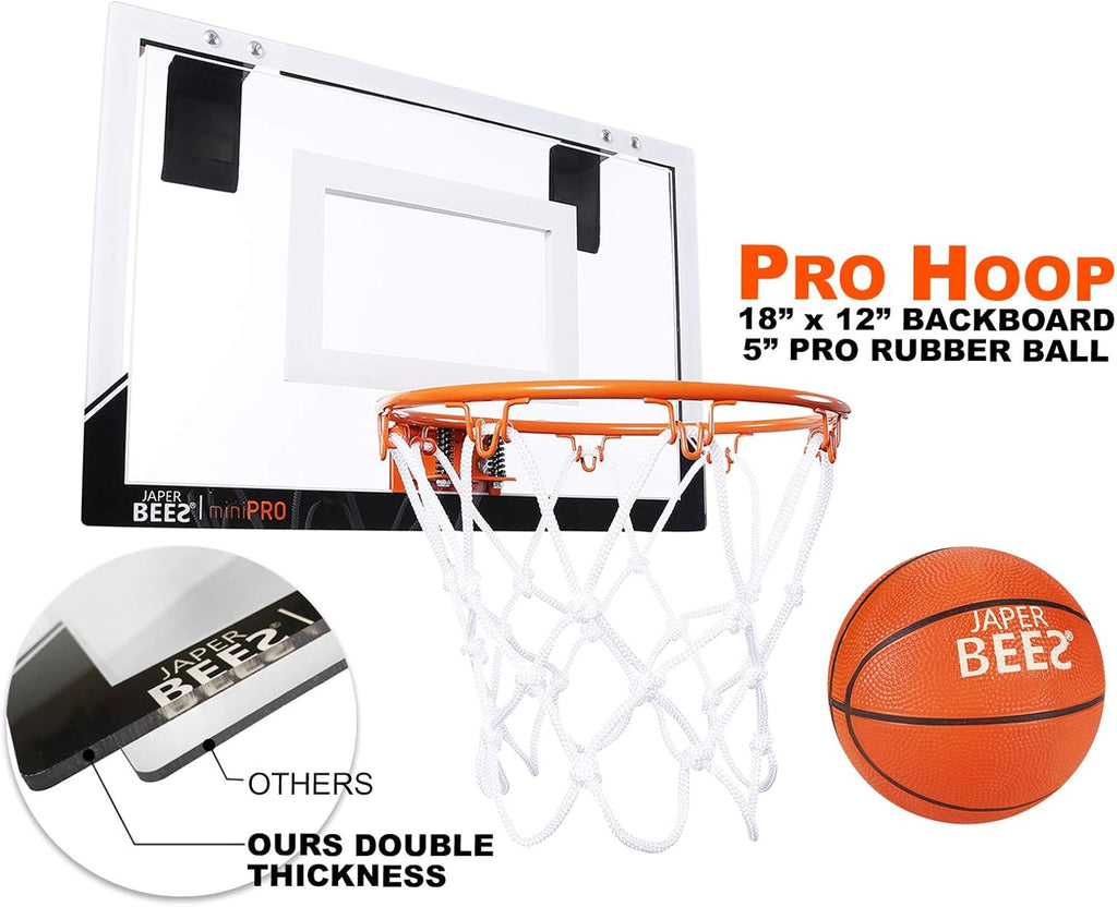 Pro Mini Basketball Hoop over the Door & Wall Mount Indoor Basketball Hoop W/Shatterproof Backboard