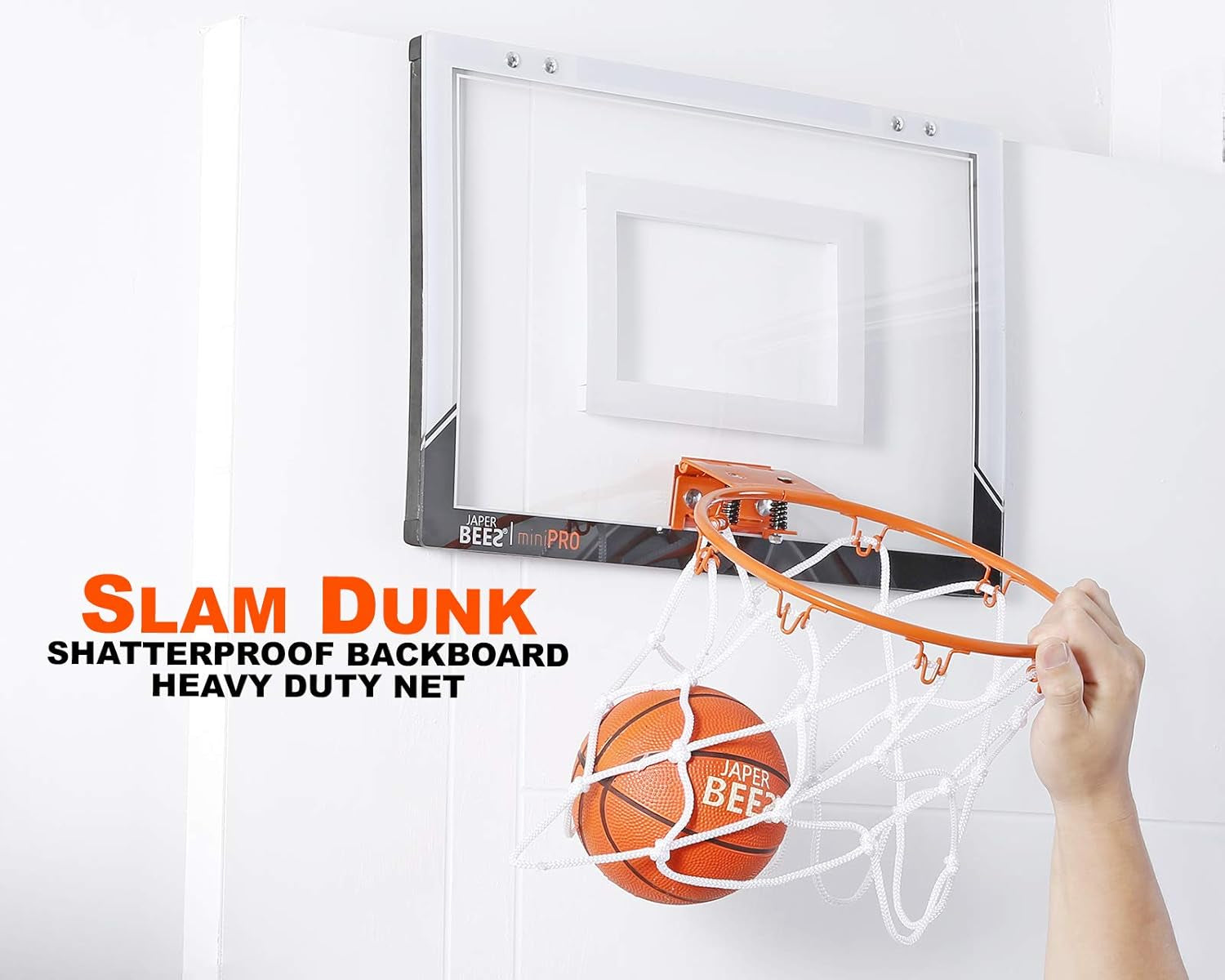 Pro Mini Basketball Hoop over the Door & Wall Mount Indoor Basketball Hoop W/Shatterproof Backboard